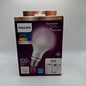 Phillips Wiz 100W Dimmable Smart WiFi LED Bulb Full‎ Color & White 1600 Lumens